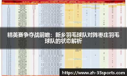 精英赛争夺战前瞻：新乡羽毛球队对阵枣庄羽毛球队的状态解析